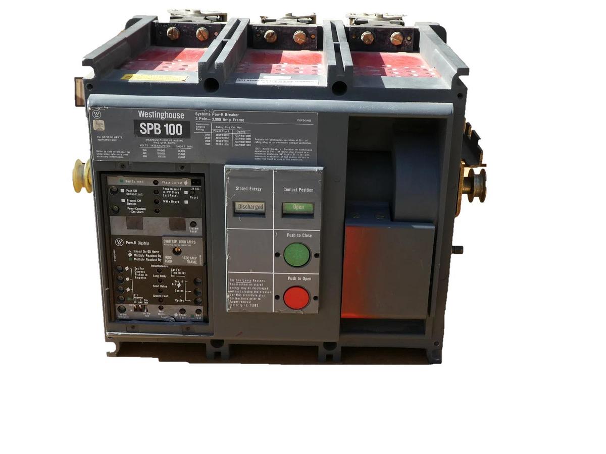 Used Westinghouse SPB 100 1600A Drawout Pow-R Breaker  w/ 1000 Amp Plug SPB100