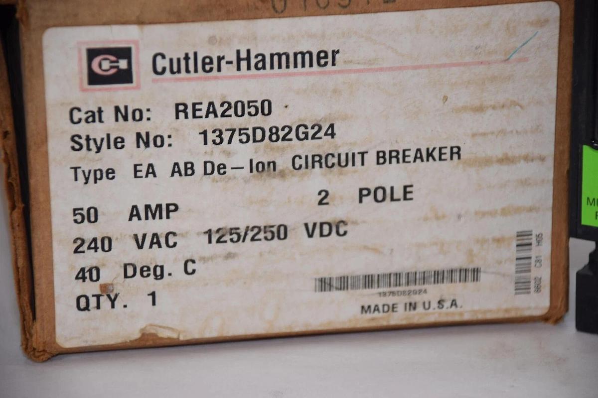 (NEW) CUTLER HAMMER REA2050 50A 2 Pole 240Vac Circuit Breaker