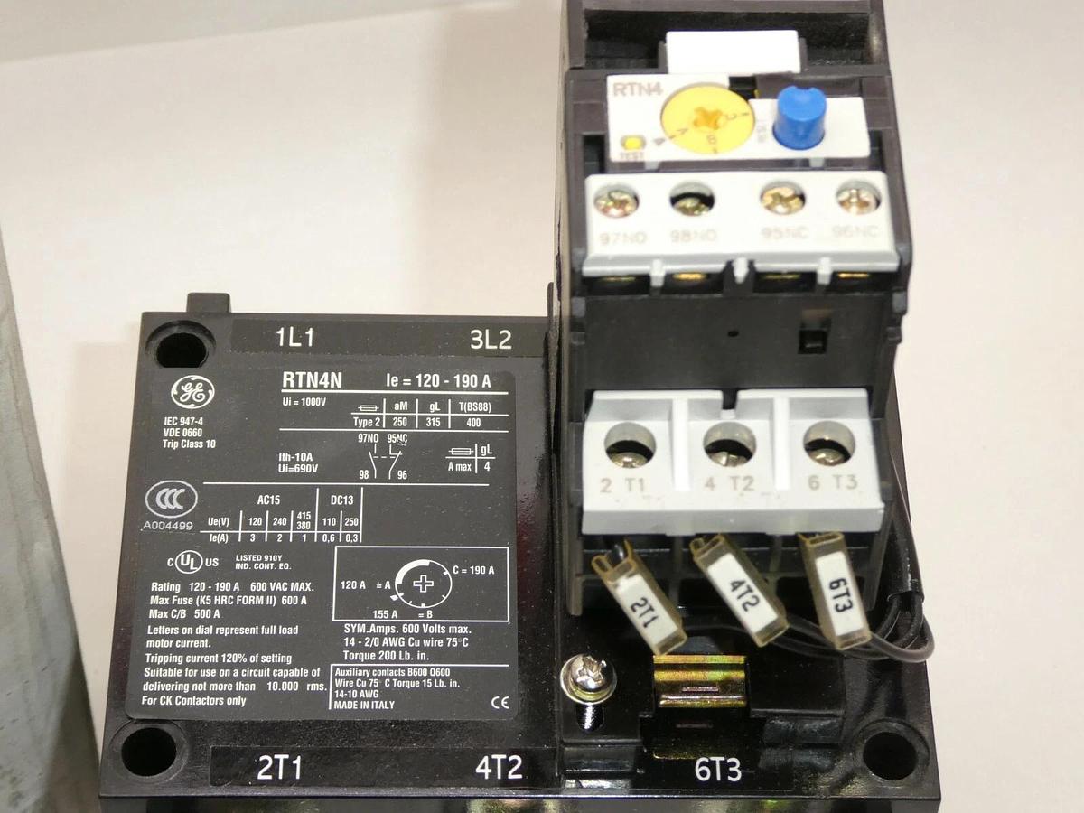 (New) GE General Electric RTN4N 120-190 Amp Overload Relay 114036