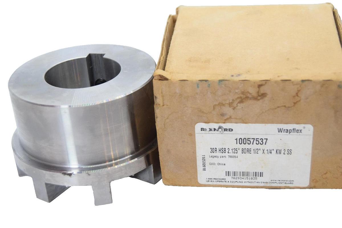Rexnord Wrapflex Coupling Hub 30R HSB 2.125" Bore 1/2"x1/4" KW 2 SS 10057537 NEW