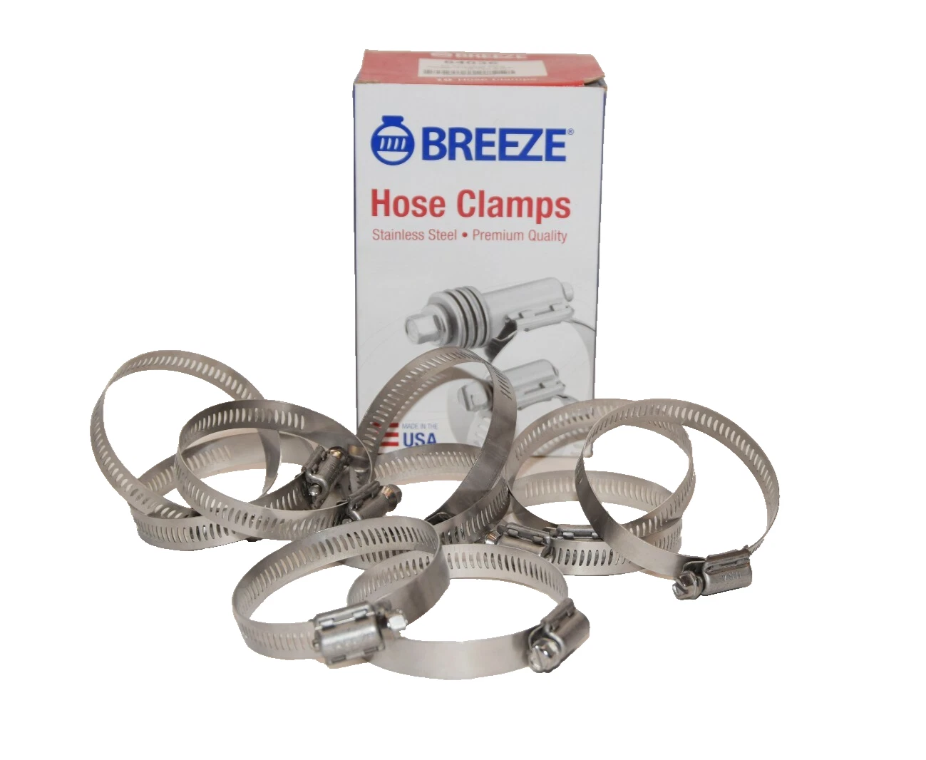 BREEZE  Stainless Hose Clamps 64036 1-13/16" - 2-3/4" 46-70mm (NEW - Box of 10)