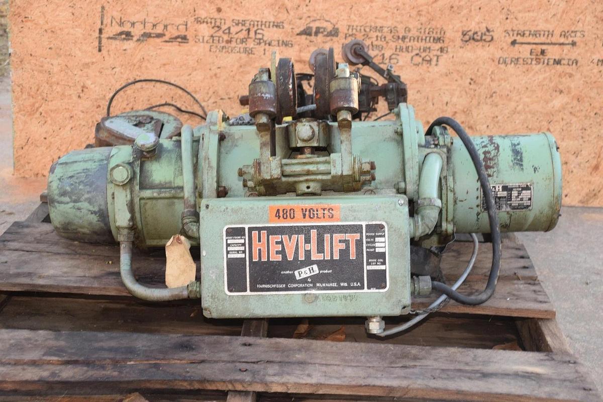 Used P&H HEVI LIFT TROLLEY ELECTRIC HOIST 3000 LB  1 1/2 ton 220v 440v 460v HRA-2
