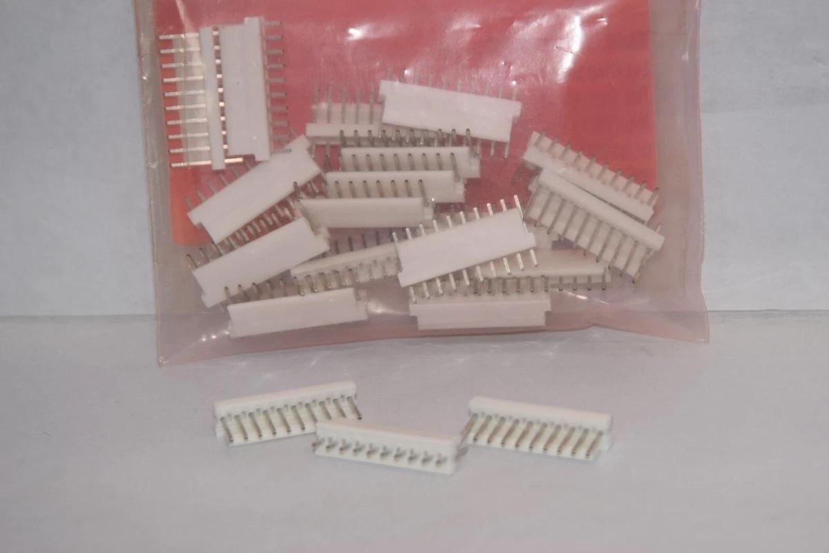 (NEW - Lot of 20) 1-640456-0 Header 1x10 Pin Vertical Straight Connector Pitch 2
