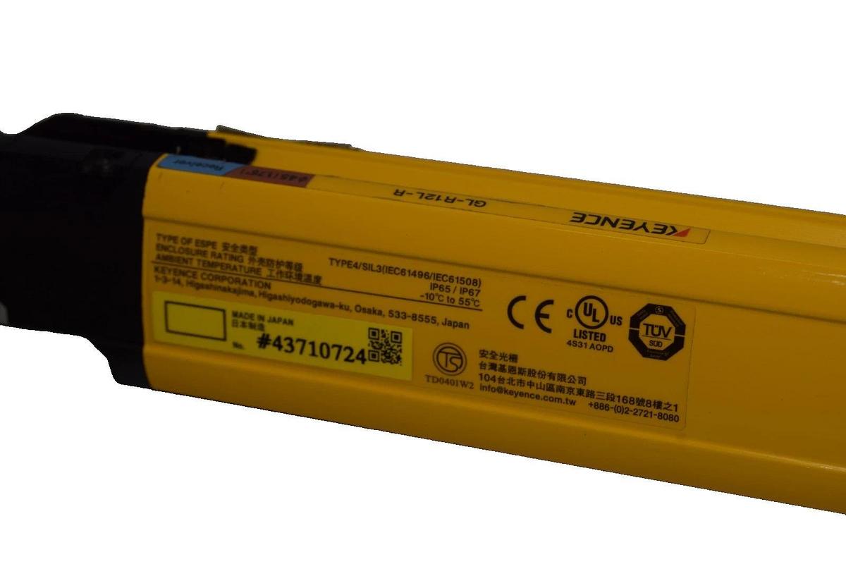 Used Keyence GL-R12L-R , GLR12LR Safety Light Curtain Receiver