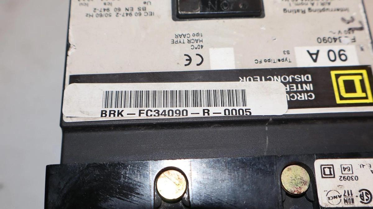 Used Square D Circuit Breaker 90A 90 Amp FC34090 480VAC