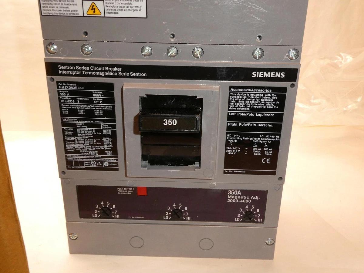 Used Siemens Sentron Circuit Breaker HHJXD63B350 350a 350 Amp A 3p 350a trip JD NEW