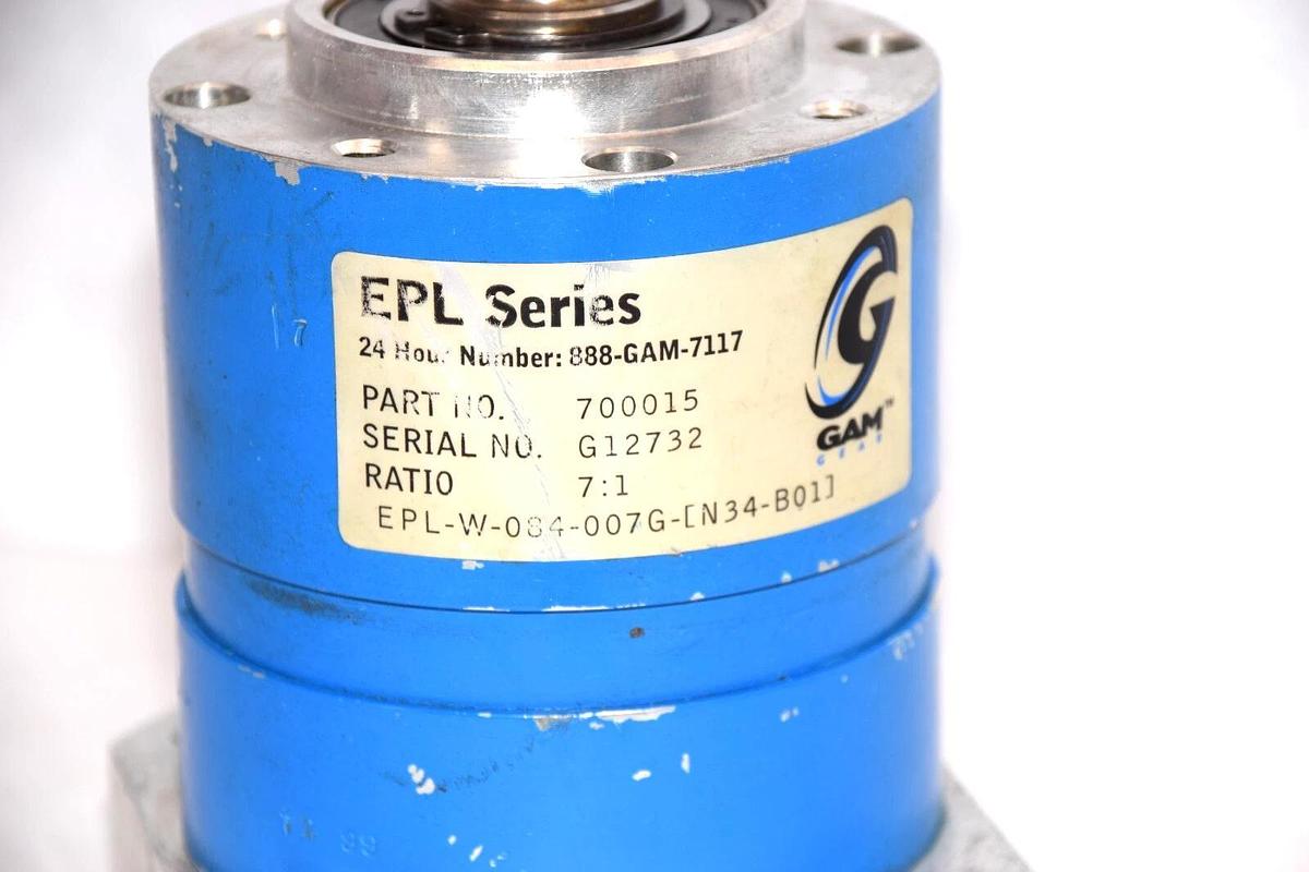 Used EPL SERIES 700015 7:1 Ratio Gear Head Reducer EPL-W-084-007G-[N34-B01]