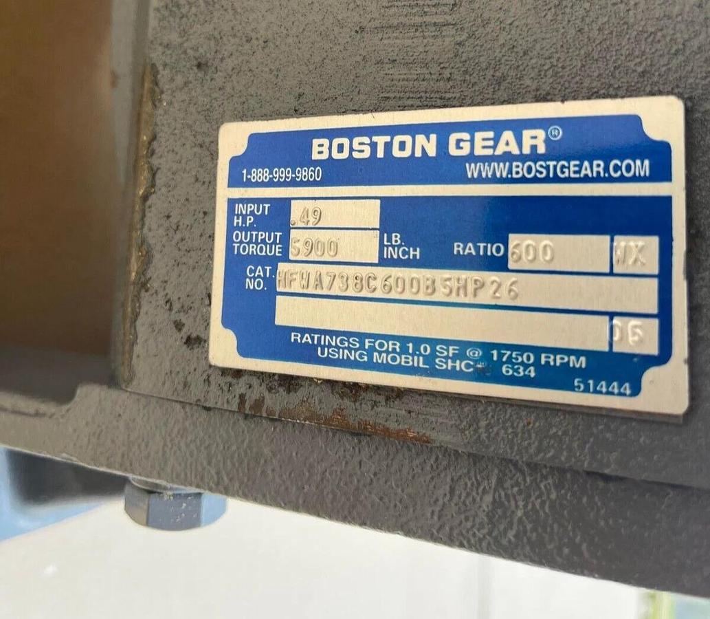 BOSTON GEAR Double Reduction Speed Reducer Worm Gear Box HFWA738C600B5HP26 600:1