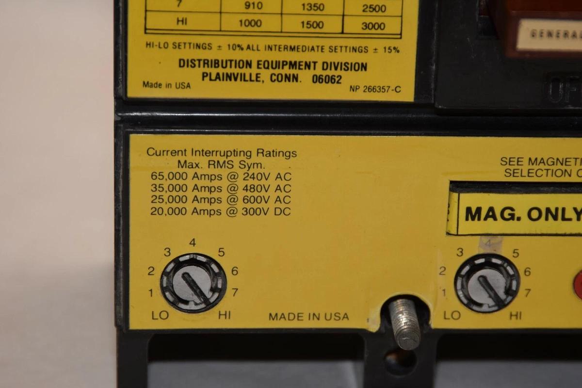 Used GE General Electric 400Amp FRAME 3 POLE Mine Duty Circuit Breaker TJ34FMD 400 A