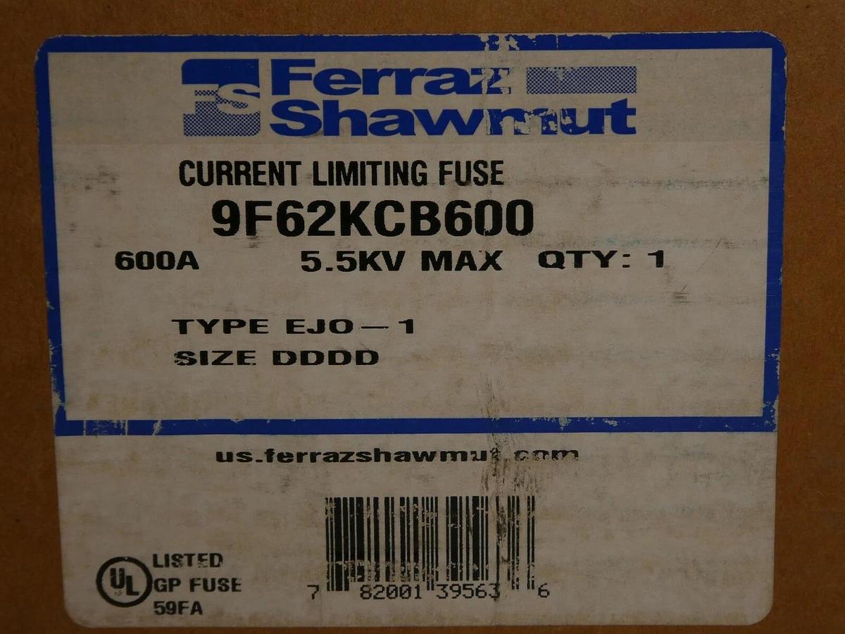 (NEW) FERRAZ SHAWMUT 9F62KCB600 5.5kv 600A Type EJ0-1 Size DDDD Fuse Assembly