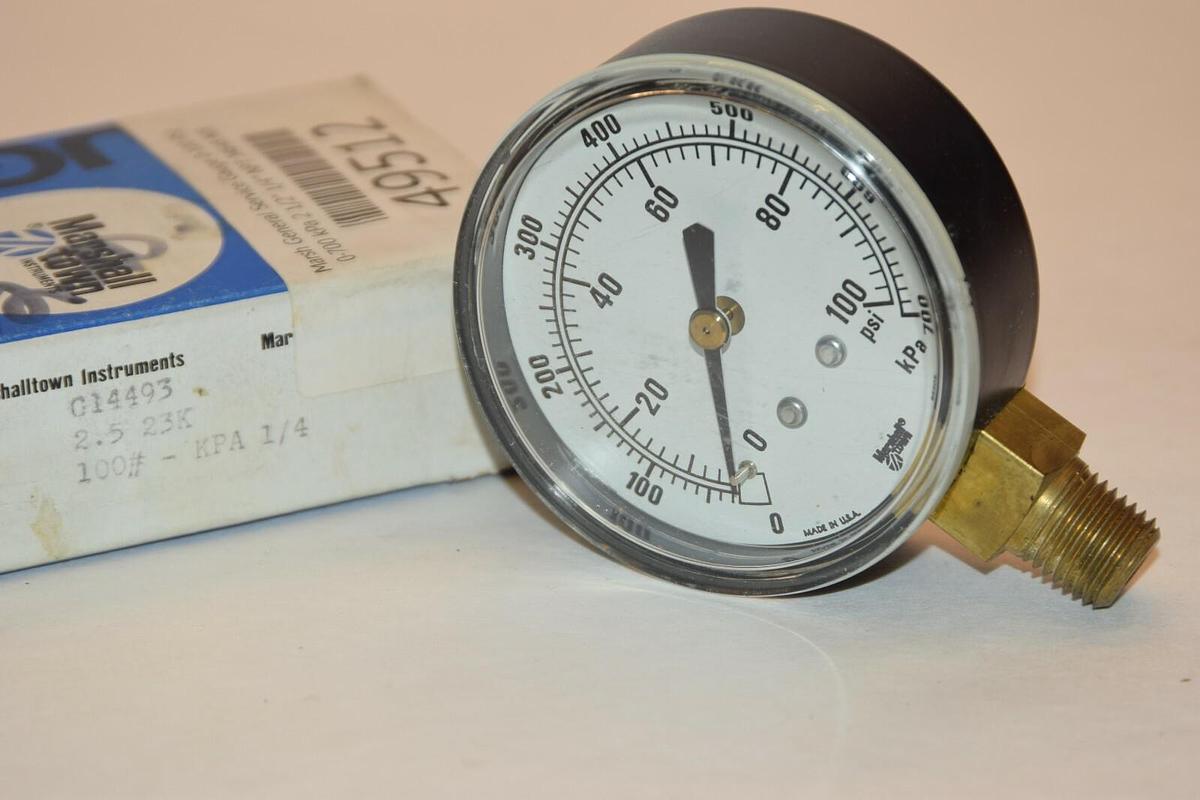NEW MARSHALL TOWN G14493 0-100psi 2.5" FACE 1/4" NPT PRESSURE GAUGE