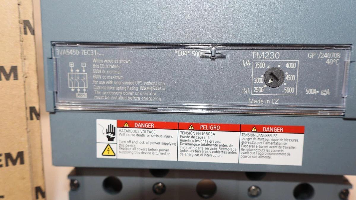 Siemens Circuit Breaker 500A 500 Amp 3VA5450-7EC31-0AA0 3VA5 3p 600v TM230 *NEW*
