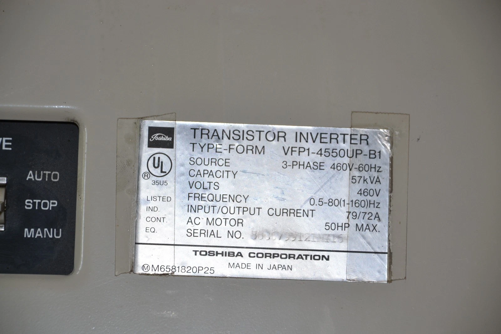 Refurbished Toshiba VFP1-4550UP-B1 Transister Inverter Drive  460V 50HP VFP14550UPB1