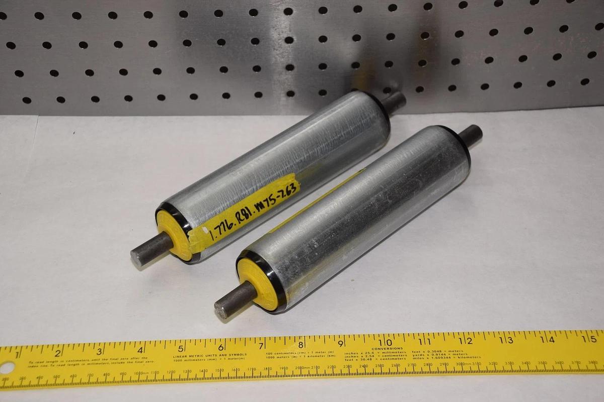 (2) INTERROLL 1.776.R81.M75-7.63 H 1-29/32" WIDE 10" LENGTH CONVEYOR ROLLER NEW