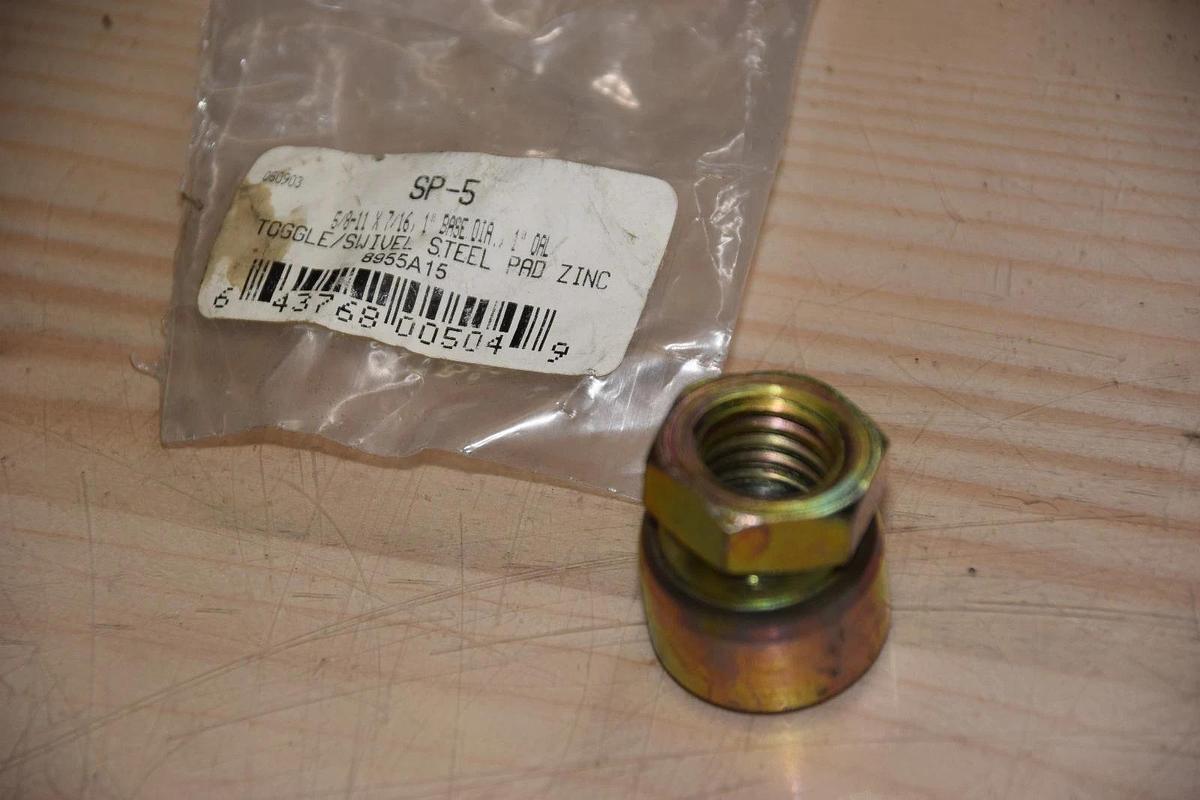 McMaster SP-5 SP5 8955A15 5/8-11x7/16 1" BASE TOGGLE/SWIVEL STEEL PAD ZINC NEW