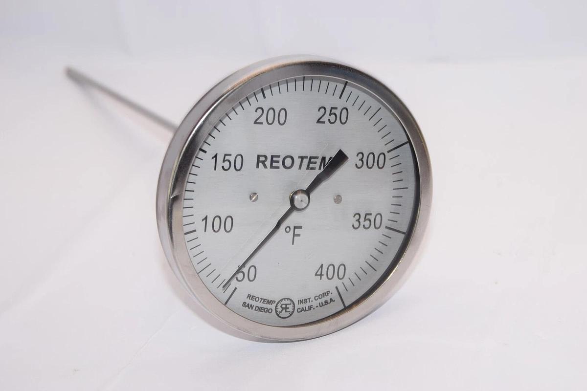 (NEW) REOTEMP 50-400 F 5" Face 3/4" Npt Conn 12" Stem BI-Metal Thermometer