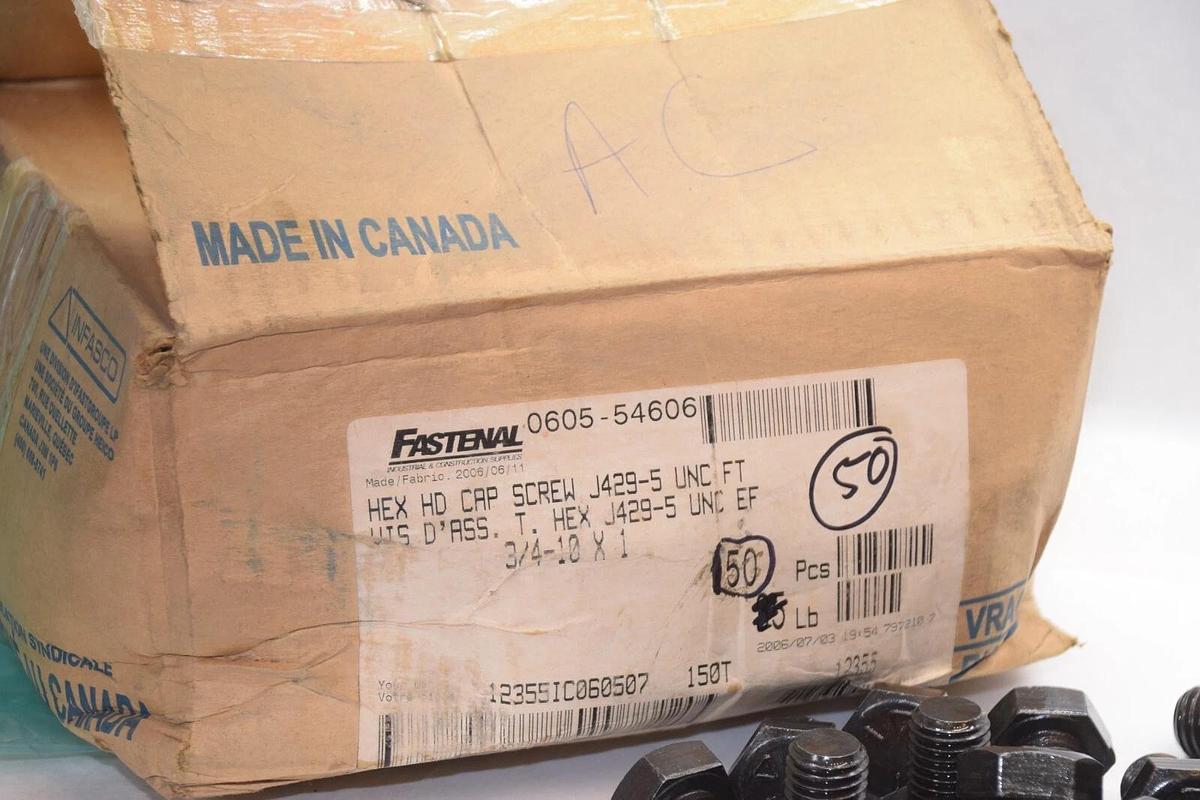 (NEW - Box of 50) FASTENAL 3/4-10 x 1 P5 Grade 5 Hex HD Cap Screw J429-5