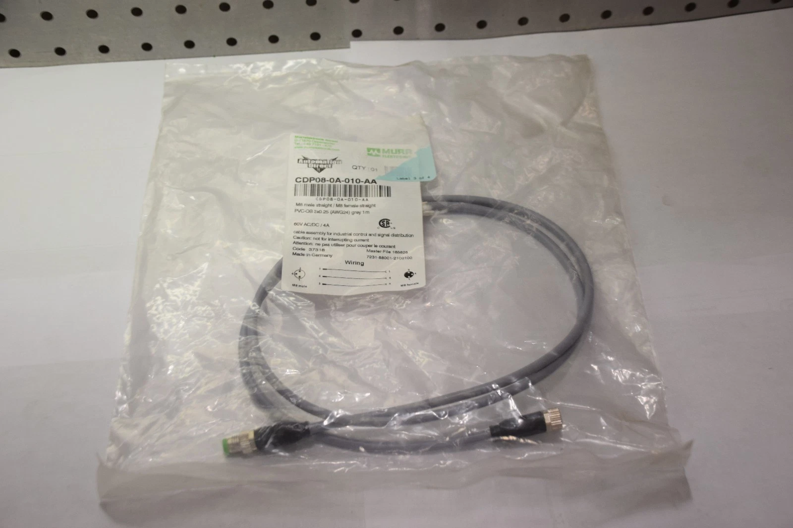 MURR ELECTRONIK CDP08-0A-010-AA M8 FEMALE TO M8 MALE STRAIGHT CONNECTOR NEW