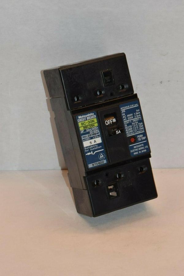 Used MATSUSHITA BC-30N BC30N BBC35N 5A 50/60Hz 2P CIRCUIT BREAKER