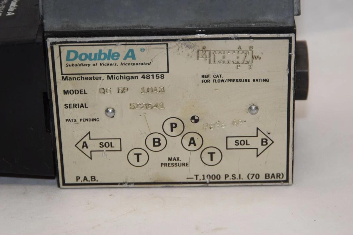 (NEW) DOUBLE A QG-5P-10A3 QG5P10A3 1000psi 70Bar 110/120V Coil Valve *No Gaskets