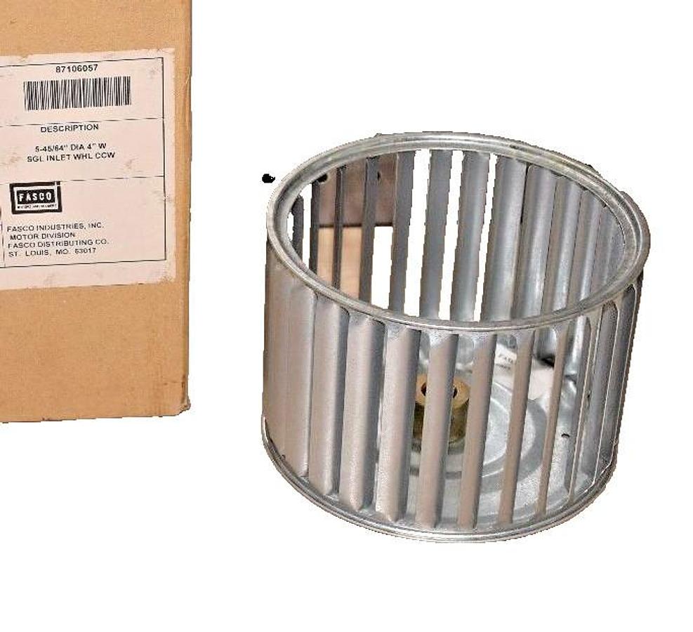 Fasco Galvanized Blower Wheel 1-6057 87106057 5-45/64" Dia 4" W 1/2" Bore (NEW)