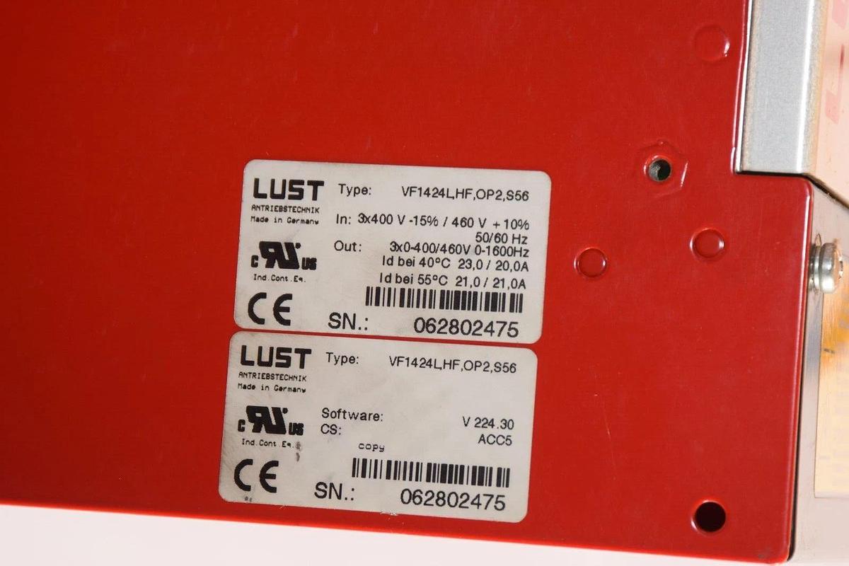 Used LUST Var Frequency Drive VF1424L.HF.OP2.S56 400/460v Filter Comb 3F460-025.233
