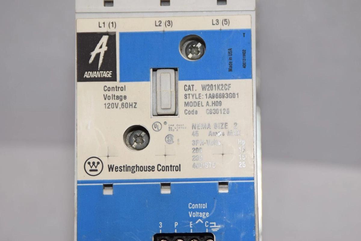 (NEW) WESTINGHOUSE W201K2CF A.H09 Size 2 45A 3Ph 120V 60Hz Coil Contactor