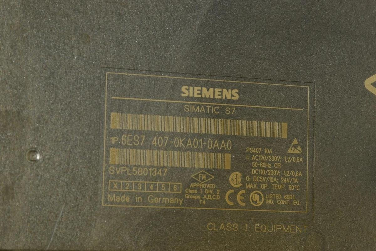 Used SIEMENS 6ES7 407-0KA01-0AA0 6ES7 9520KH000AA0 Power Supply