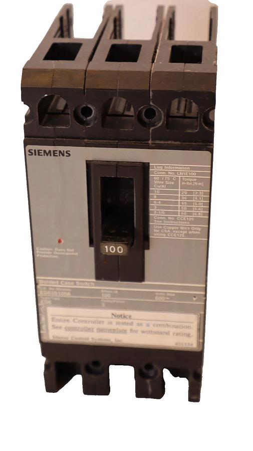 Used SIEMENS ED63S100A 100A 3P Molded Case Switch Circuit Breaker