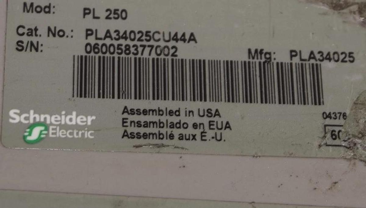 Refurbished Square D PowerPact 250A Circuit Breaker PL250 PLA34025CU44A PLA34025 250 Amp 3P