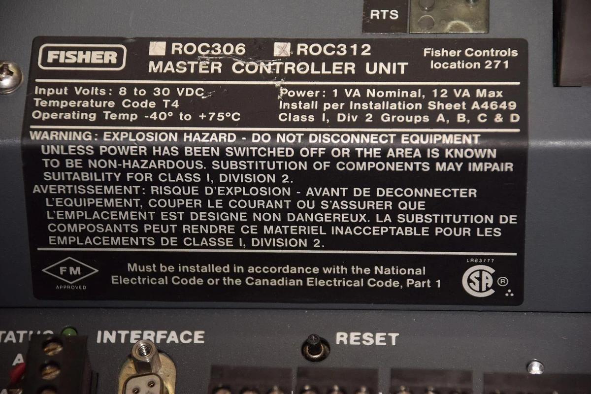 Used FISHER ROSEMOUNT ROC-312, ROCPAC W20151X0022, Master Controller Remote Operating
