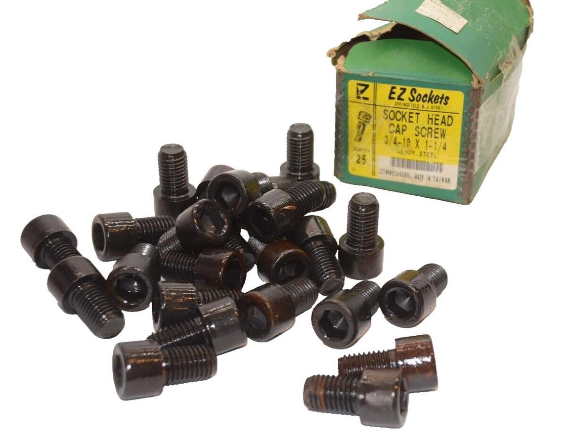 (NEW - Box 25) EZ SOCKETS 3/4"-10x1-1/4" Alloy Steel Socket Head Cap Screw