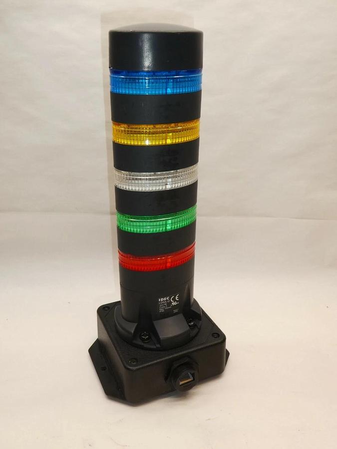 Used IDEC LD6A-D Flashing Signal Stack Light 24v w/ Red, Green, White, Amber, Blue
