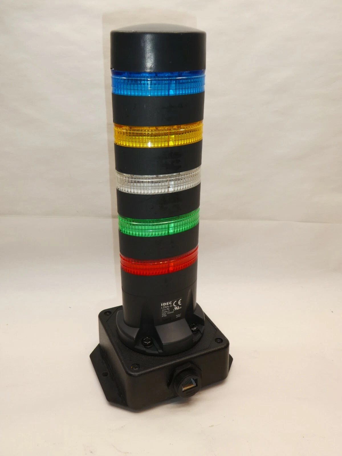 Used IDEC LD6A-D Flashing Signal Stack Light 24v w/ Red, Green, White, Amber, Blue