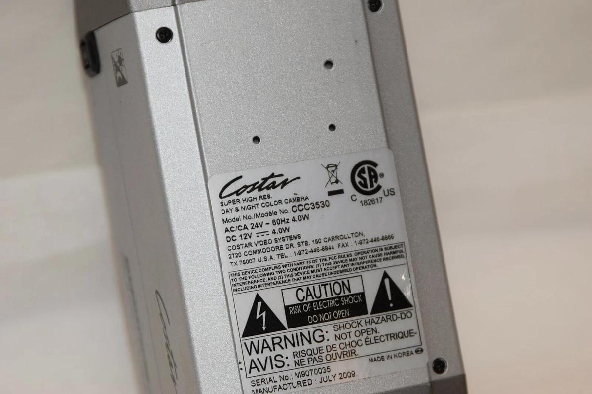Used COSTAR CCC3530 24V 60Hz 4W Super High Res. Day & Night Color Security Camera