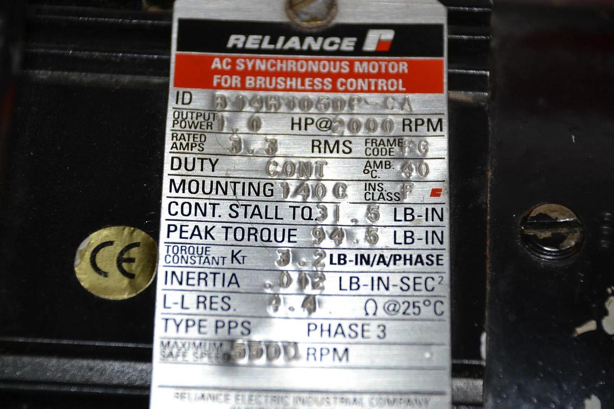 Used RELIANCE ELECTRIC AC SYNCHRONOUS MOTOR B14H1050PCA B14H1050P CA B14H1050P-CA