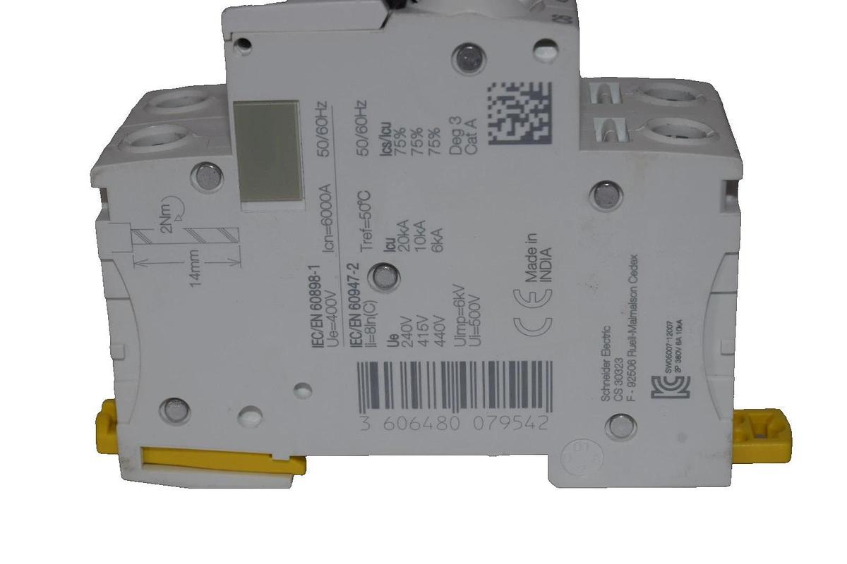 Used SCHNEIDER ELECTIRC iC60N C 6A  ic60NC6A 2 Pole 2P 400V Miniature Circuit Breaker