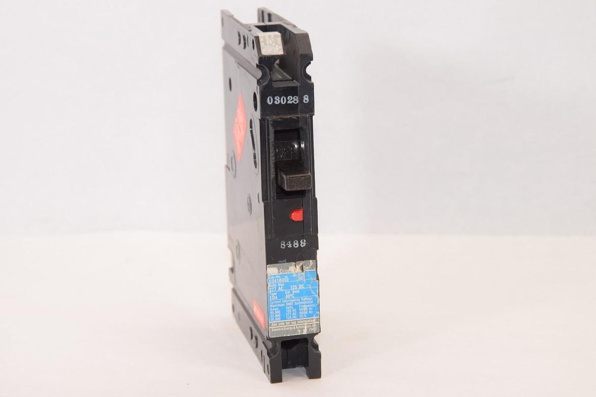 Used SIEMENS ED41B050 50A 50 Amp 277V  Circuit Breaker 1 Single Pole