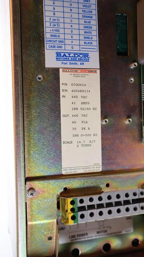 Used BALDOR Vector Drive ZD18H43O-EO ZD18H430-EO 0700654 460v 3ph 30hp 40hp 22kw 30kw