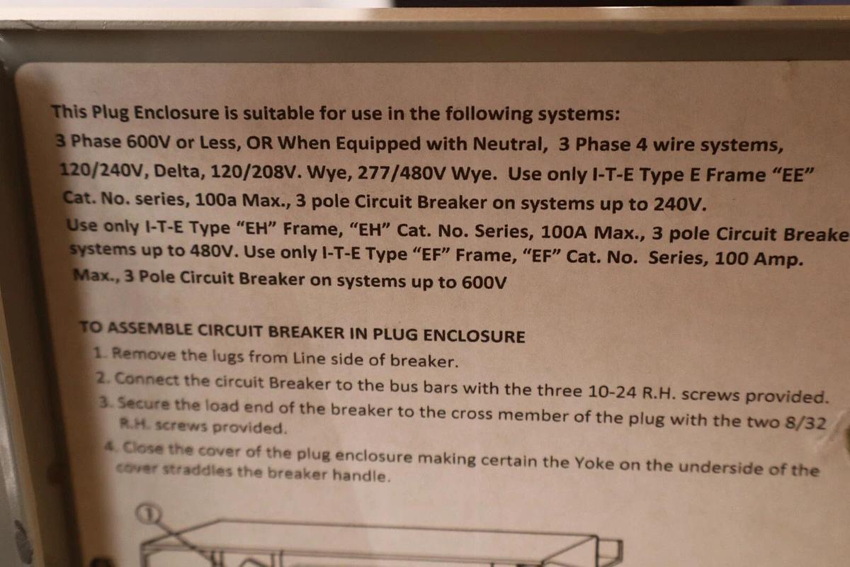 Siemens ITE 100A Busway Plug Plug-In BDEHR100 BDEH4060UR 3ph 4W 600v *REFURB*