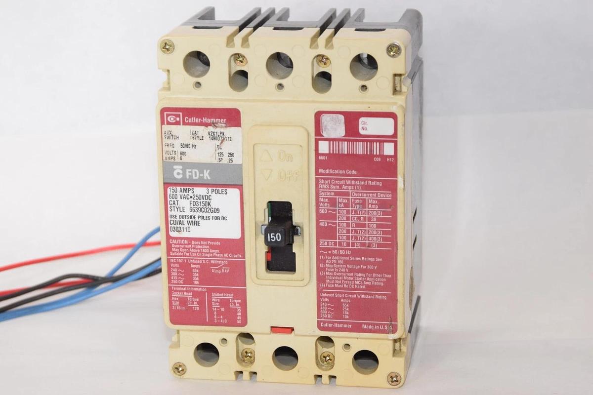 Used CUTLER HAMMER FD3150K 6639C02G09 150A 150 Amp 3 Pole Circuit Breaker