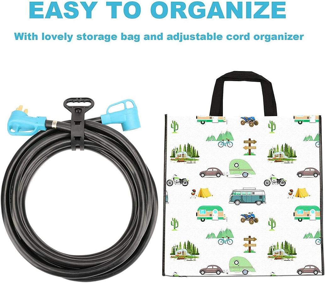 Used (New) CircleCord UL Listed 50 Amp 50 Feet RV EV Extension Cord, 50 ft, Blue 50