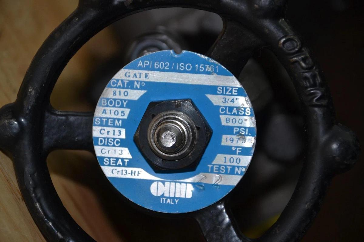 OMB 3/4" GATE VALVE 810 CLASS 800 1975 PSI API 602 / ISO 15761 NEW