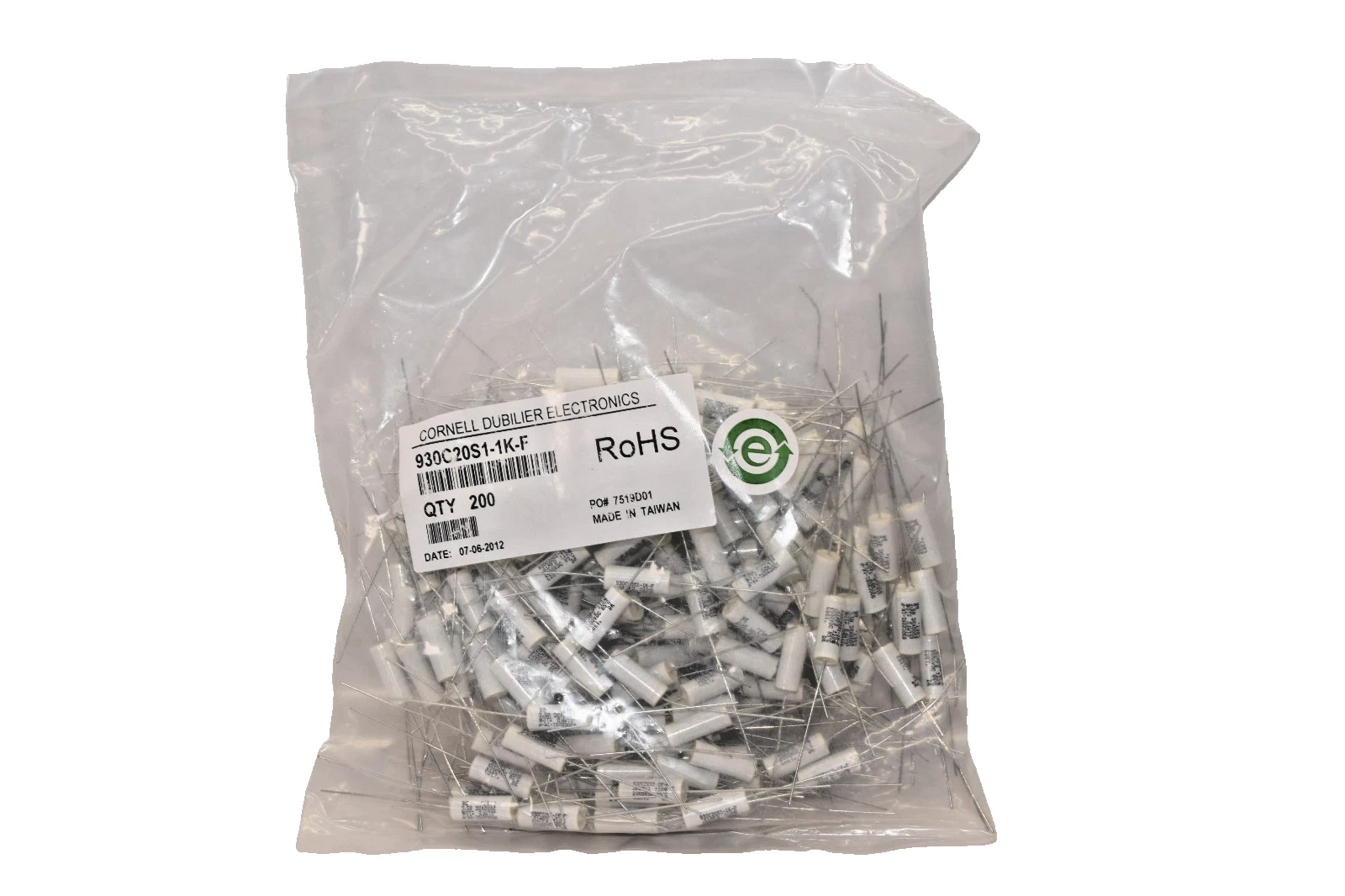 Used Cornell Dubilier Capacitors 930C20S1-1K-F 2000VDC +-10% (Lot of 200) (New)