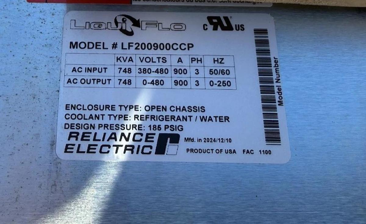 Allen Bradley Reliance LF200900CCP LiquiFlo Liquid Cooled AC Drive mtf. 2024 NEW