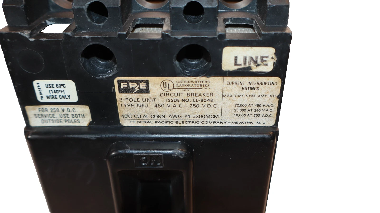 Used FPE Circuit Breaker 90Amp 90A 3-Pole 480v NFJ3090-U 3P
