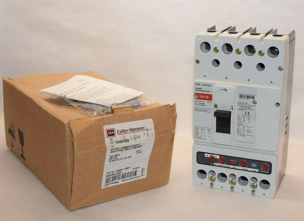 (NEW) EATON CUTLER HAMMER HJW4160V HJW4250F HJW70K 4P 160A Amp Circuit Breaker