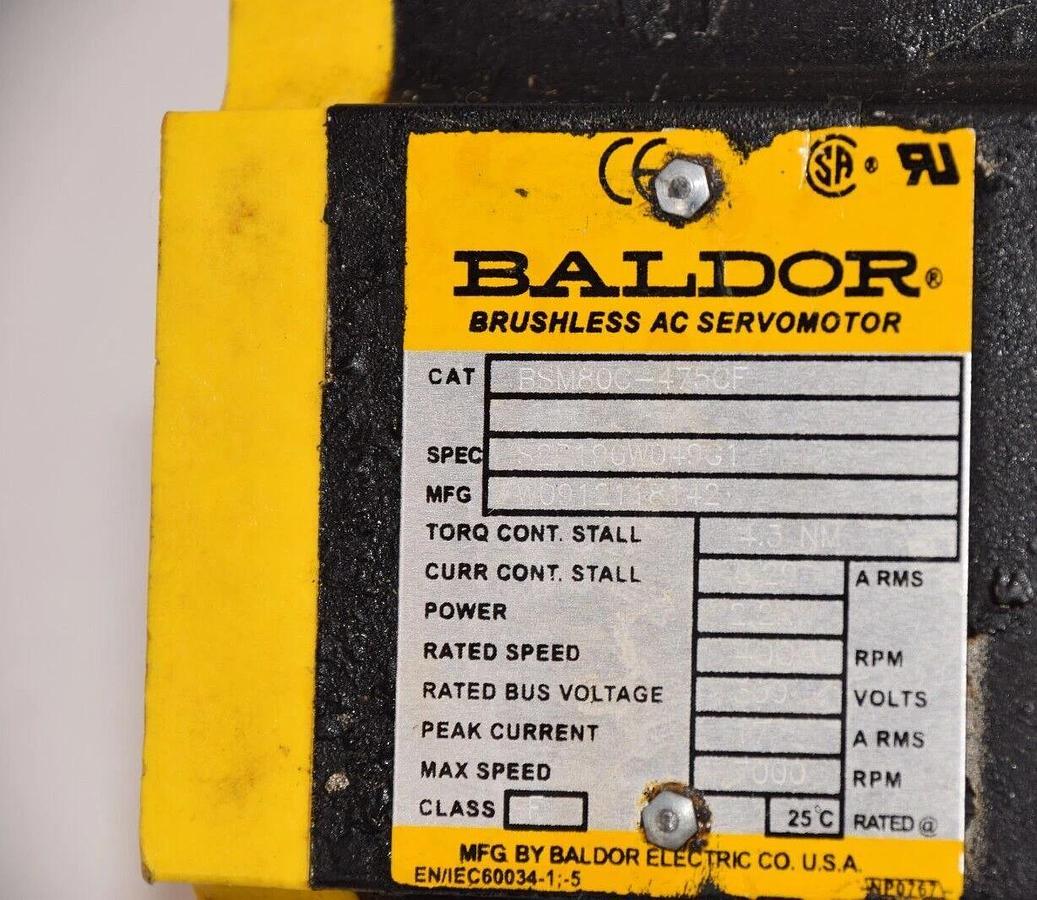 Used Baldor ABB Brushless AC Servo Motor BSM80C-475CF S2P196W049G1 4.3NM 2.2kW 300v