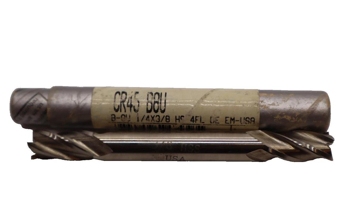 (NEW) RAPIDKUT CR45 B8U , B-8U 1/4" x 3/8" HS 4FL BE EM-USA Double End Mill
