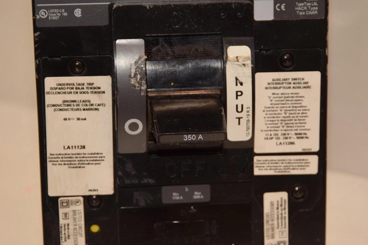Used Square D 12-718012-21 3-Pole 350A 350 Amp A 600V Circuit Breaker LH 350A LH350A